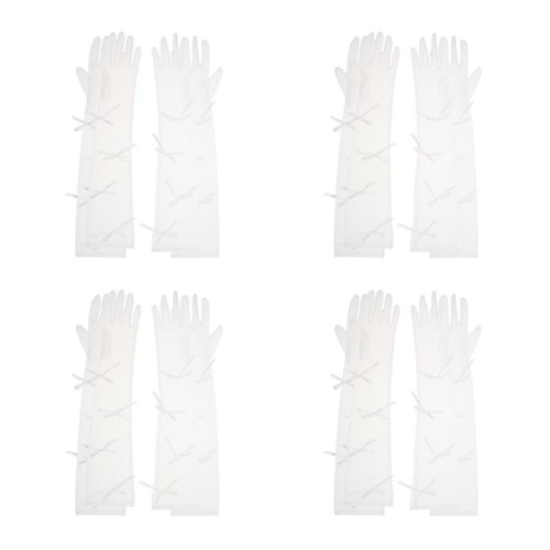 Guanti lunghi bianchi tulle - lunghi,